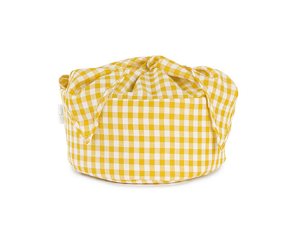 Cestino annodabile Tono su Tono in cotone a quadretti bianco e giallo; E' Ideale per la tavola della Pasqua/brunch/picnic