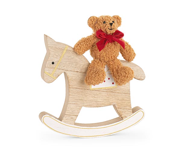 Cavallo a dondolo con orsetto