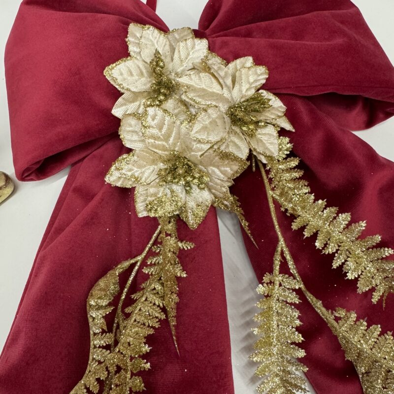 Fiocco in velluto bordeaux Natale - immagine 3