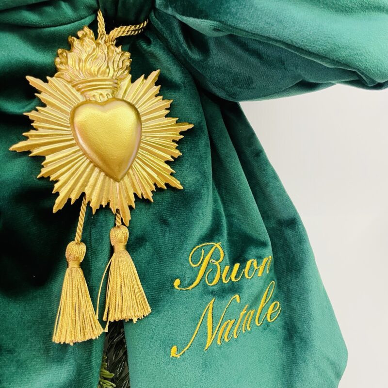Fiocco in velluto verde con cuore sacro - immagine 4