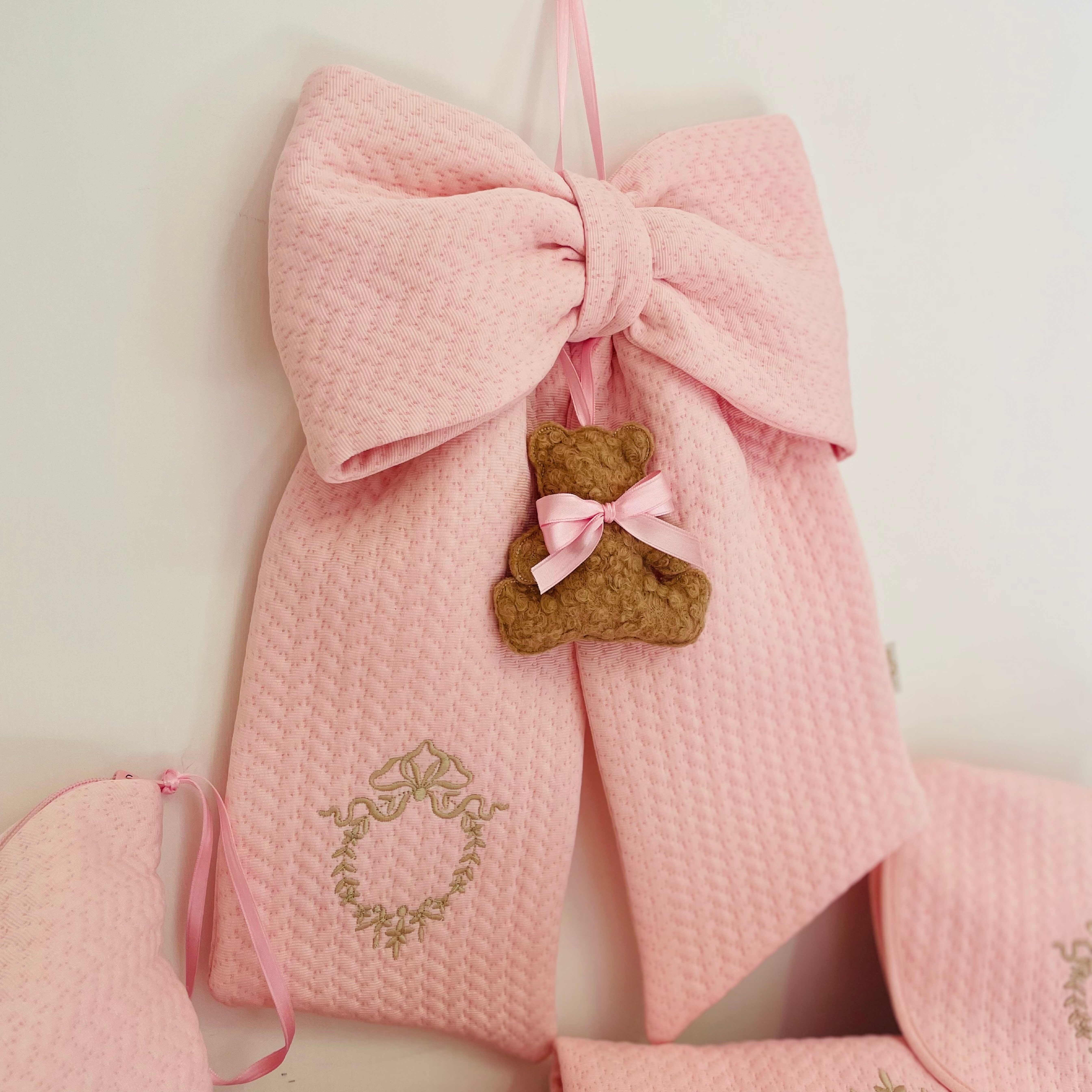 Fiocco nascita rosa con orsetto