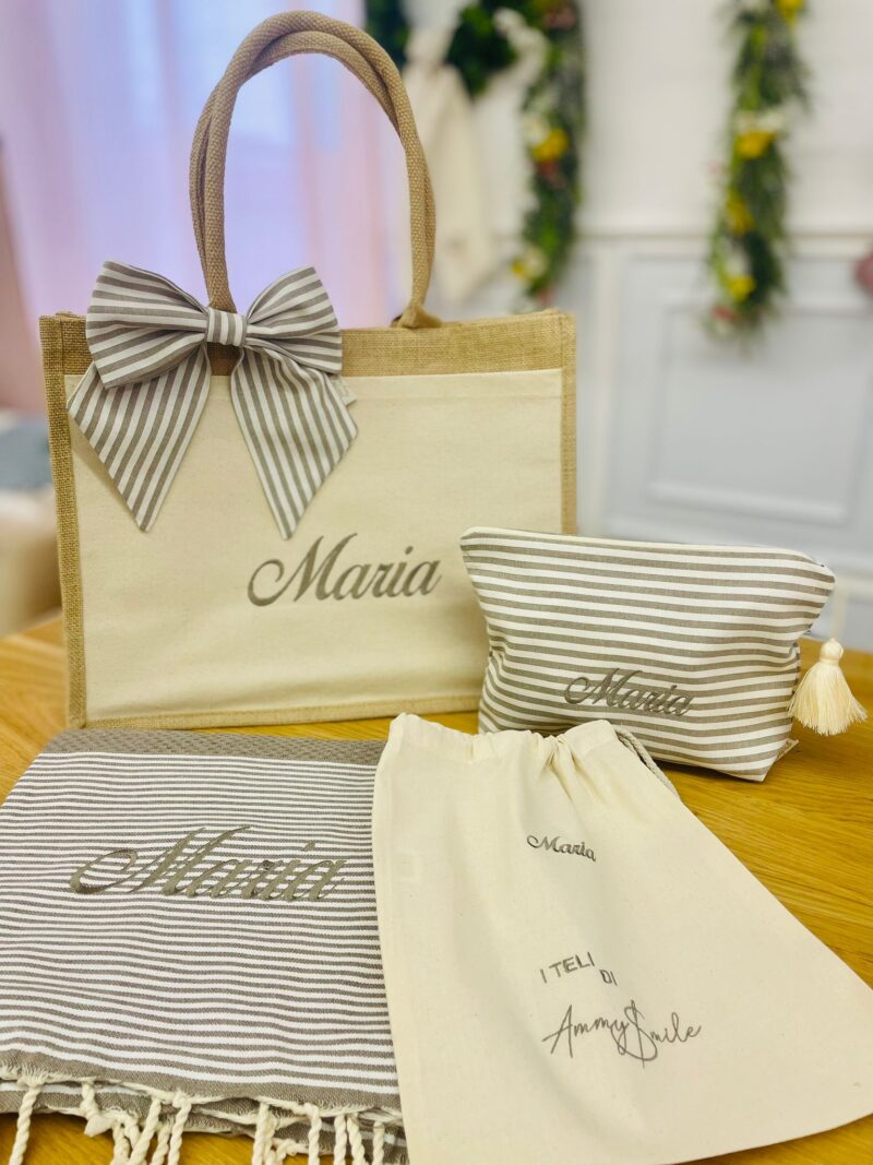 Set Mare personalizzato-Borsa, Pochette e Telo coordinati