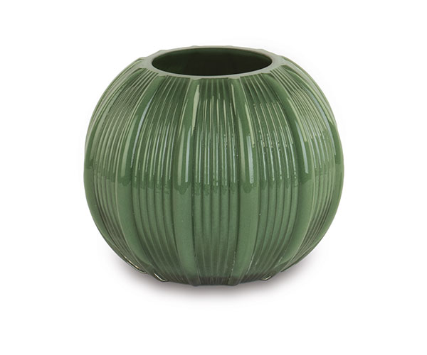 Vaso in vetro plissè verde