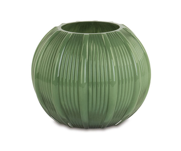 Vaso in vetro plissé verde
