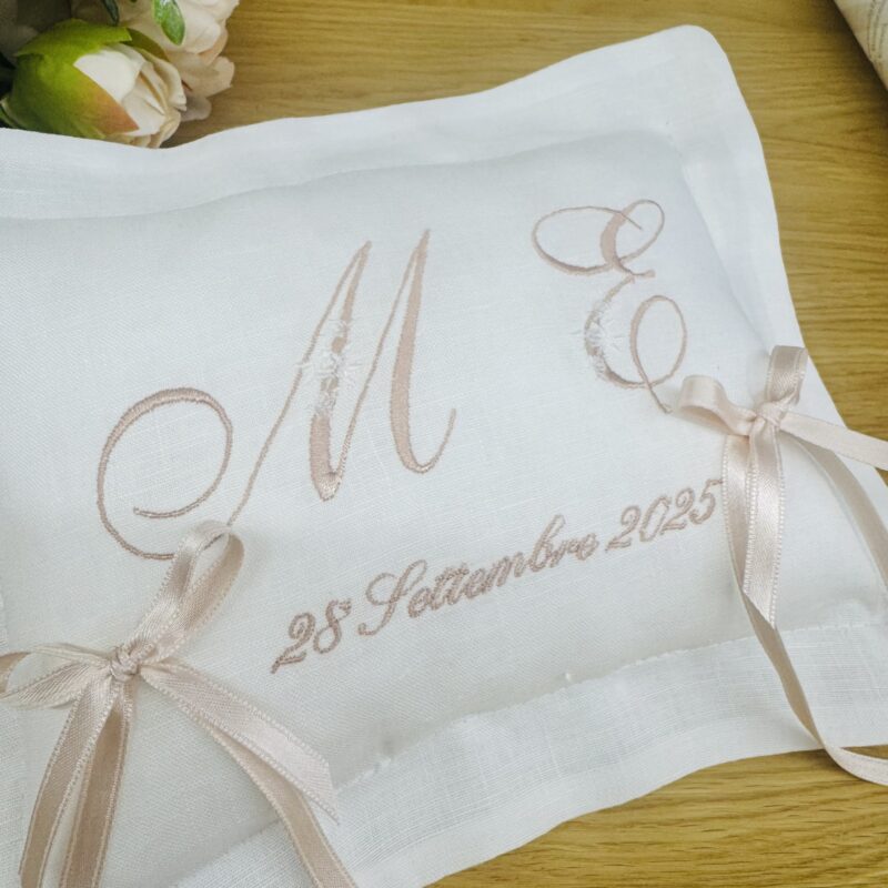 Cuscinetto Portafedi in Puro Lino Personalizzato - immagine 3