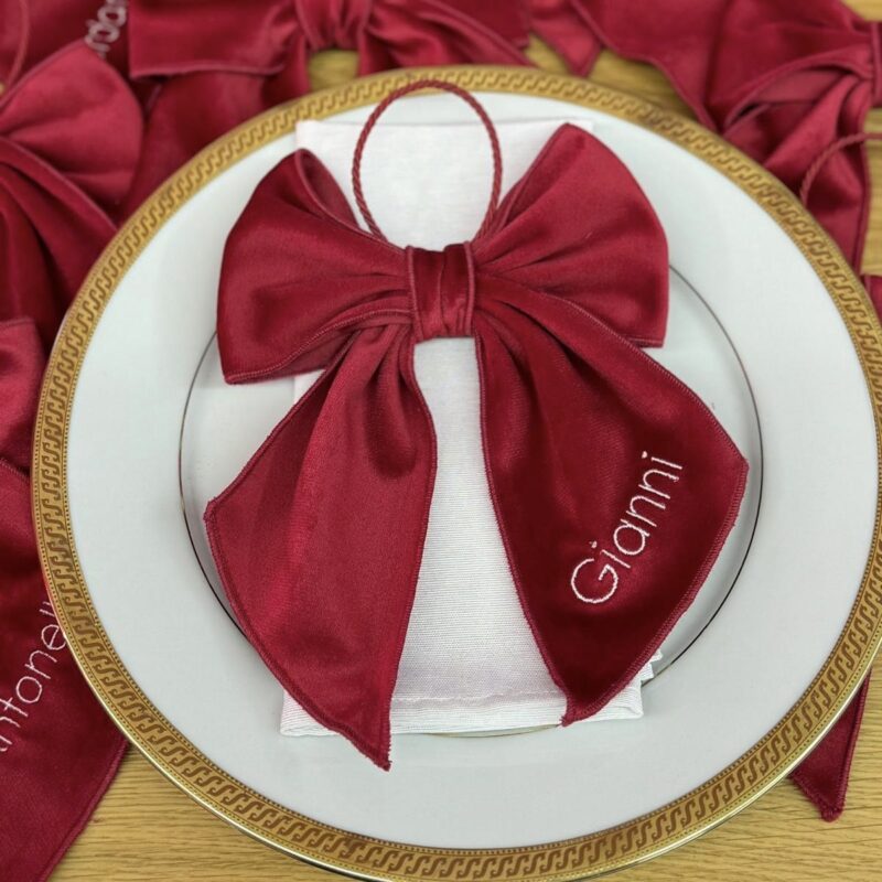 Segnaposto in Velluto con Appendino e Ricamo Personalizzato