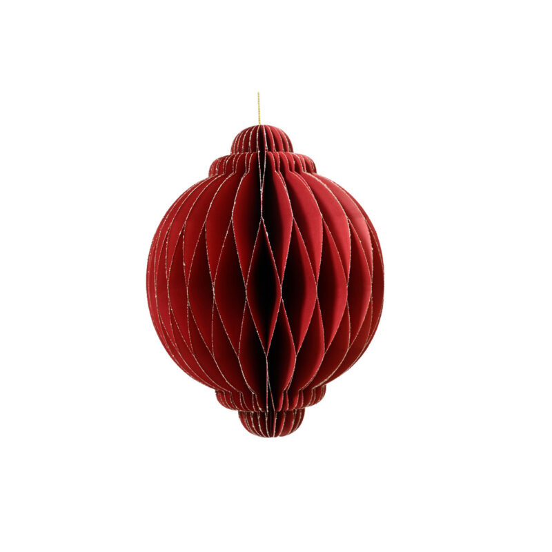 Sfera in Carta Plissé rossa glitter 15 cm