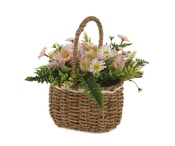 Cestino con ortensia rosa