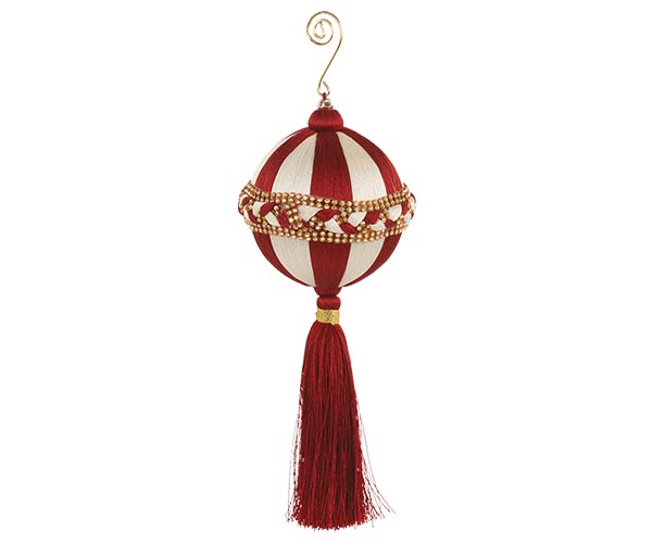 Sfera bianca e rossa con nappina