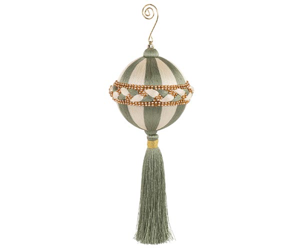 Sfera bianca e verde con nappina