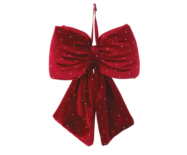 Fiocco in velluto c/strass bordeaux 13x20cm
