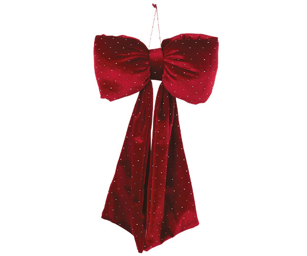 Fiocco in velluto c/strass bordeaux 20x40cm
