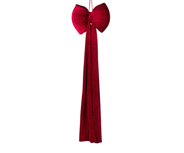 Maxi Fiocco in velluto bordeaux c/strass 33x130cm