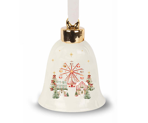 Campanella bianca Xmas market H.12 cm