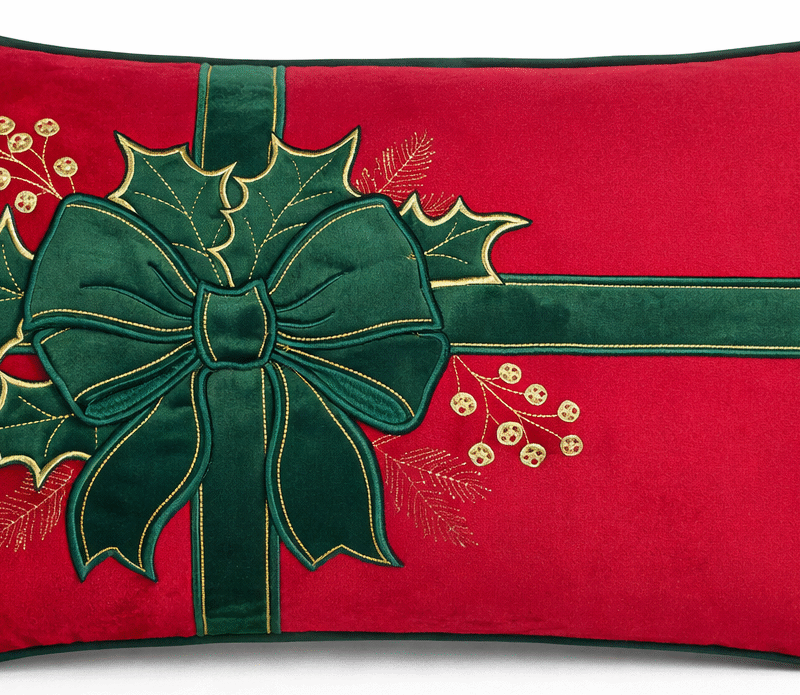 Cuscino rettangolare in velluto rosso linea Ribbon