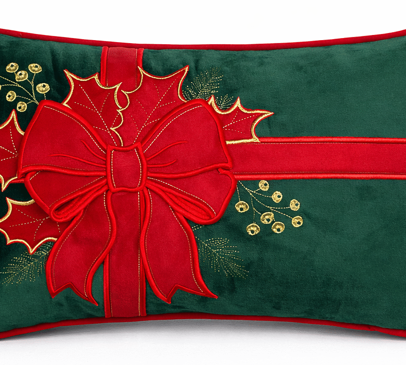 Cuscino rettangolare in velluto verde linea Ribbon