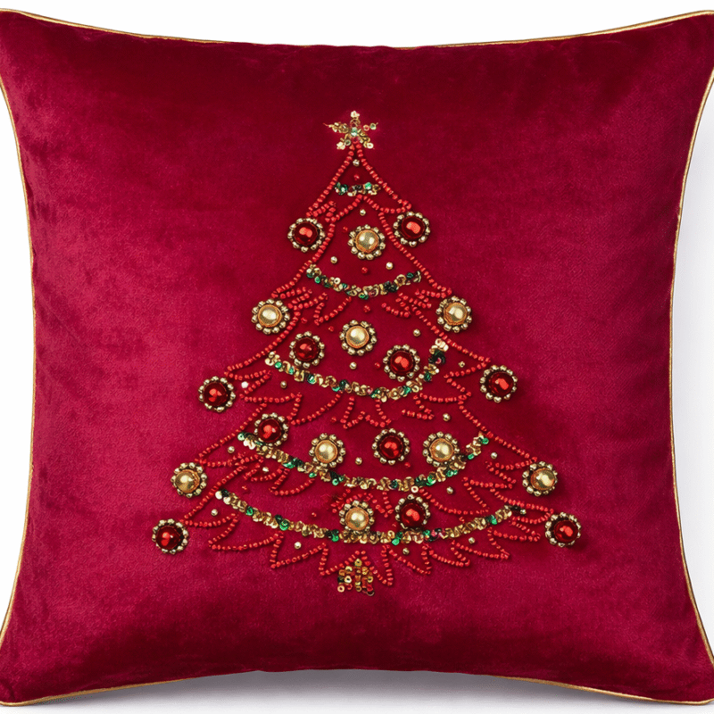 Cuscino in velluto rosso linea Diamond