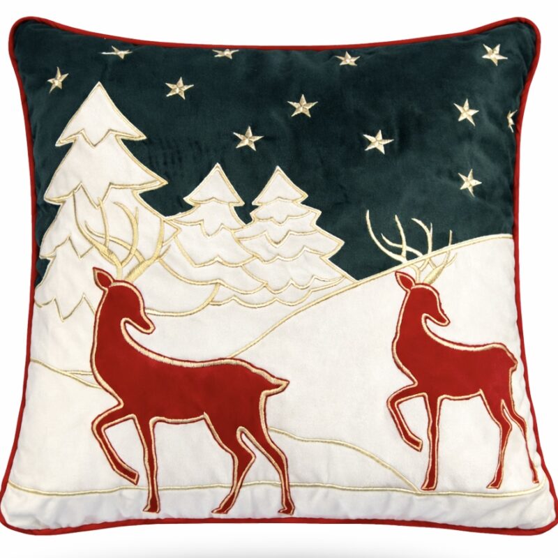 Cuscino in velluto con paesaggio linea Deer