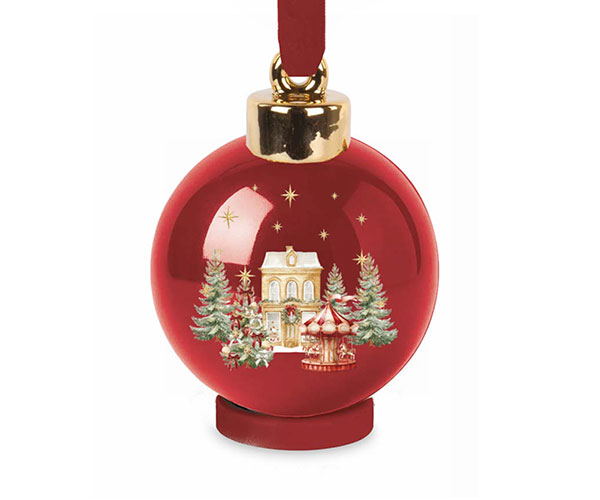Sfera rossa con base xmas market