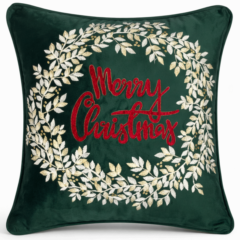 Cuscino velluto verde alloro linea Holiday