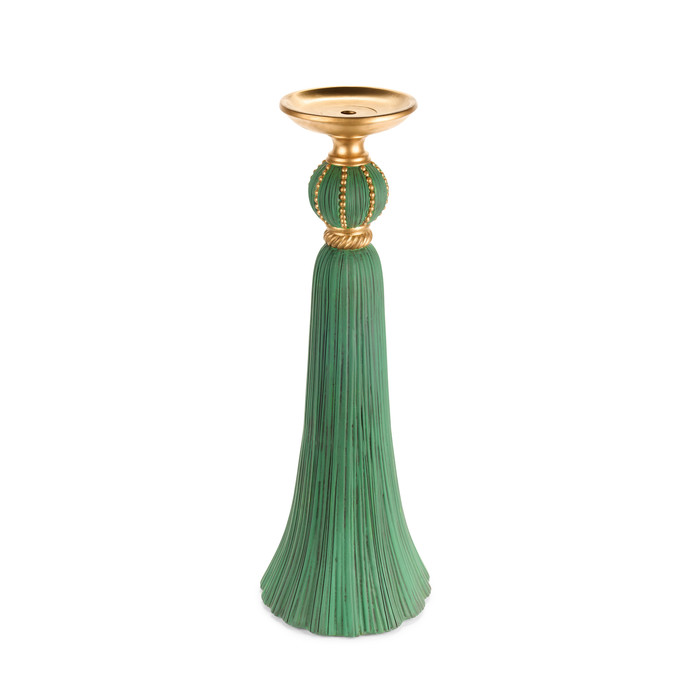 Portacandele verde treccia oro