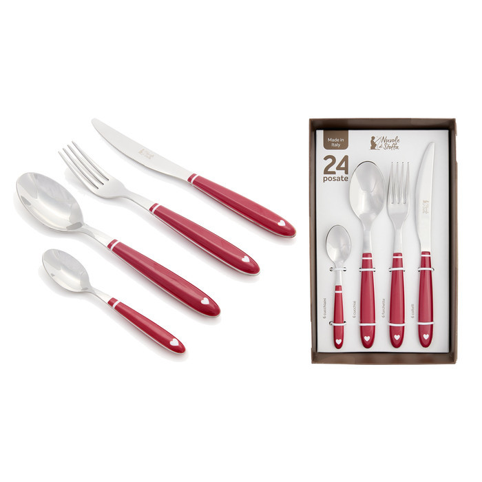 Set 24 Posate Demetra Rosso