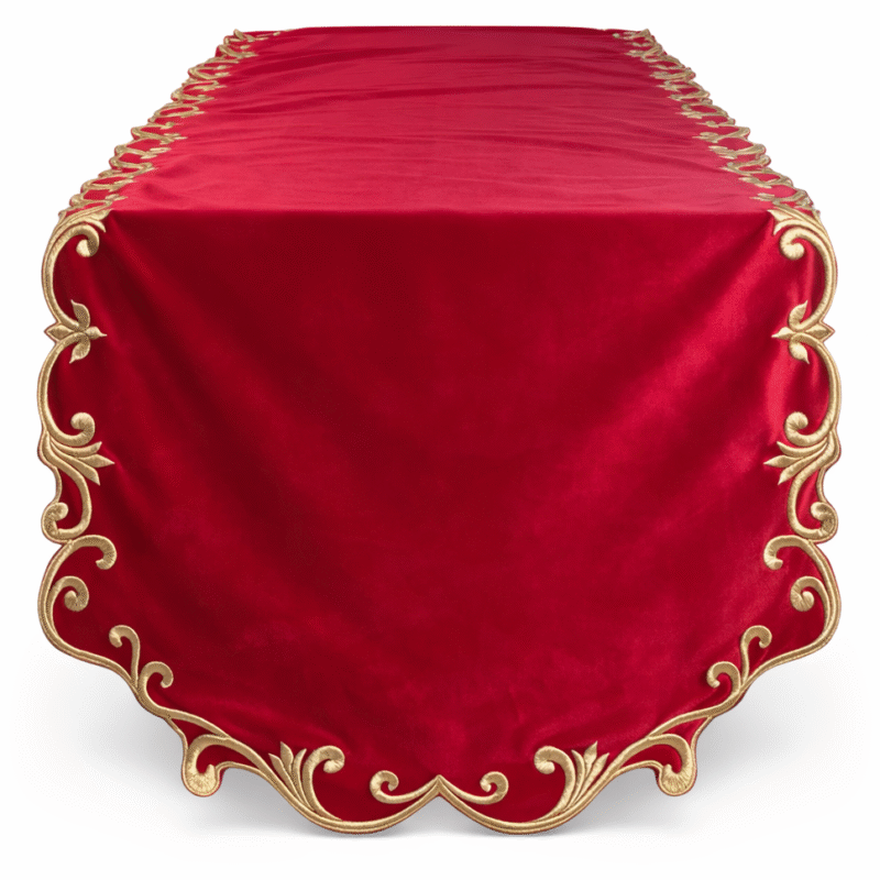 Runner in velluto rosso e oro linea Clodette